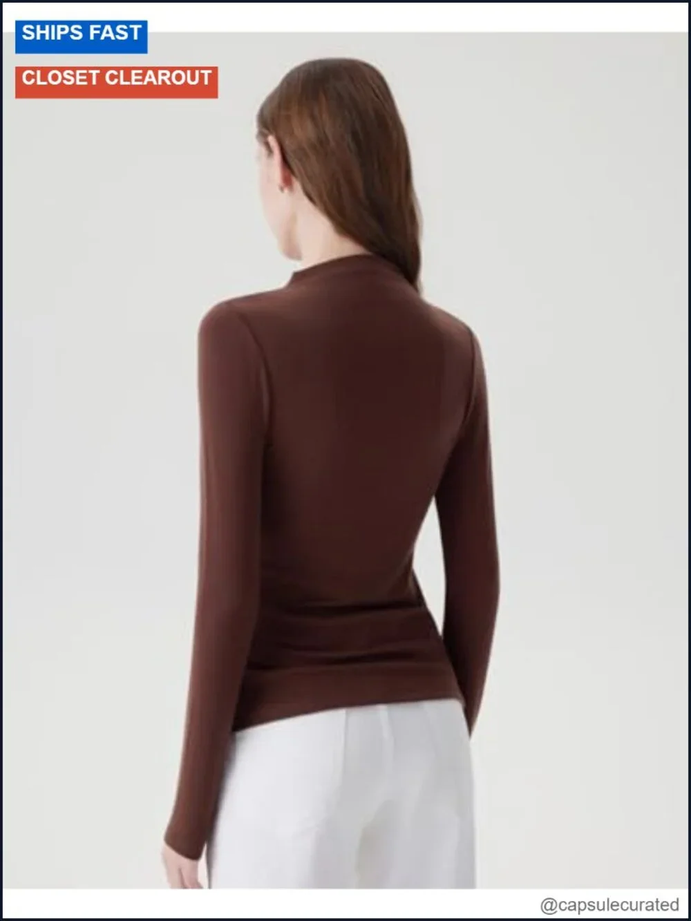 Cloud Cashmere Mock Neck Fitted Long Sleeve T-Shirt - Buttery Soft